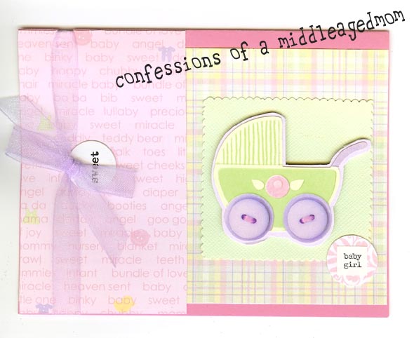 So here's a girl baby shower card that I made. It uses some patterned paper, 